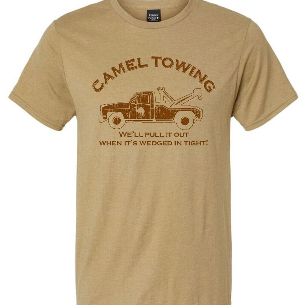 Camel Towing Funny Rude Joke T-shirts Unisex Adult Heather Tan